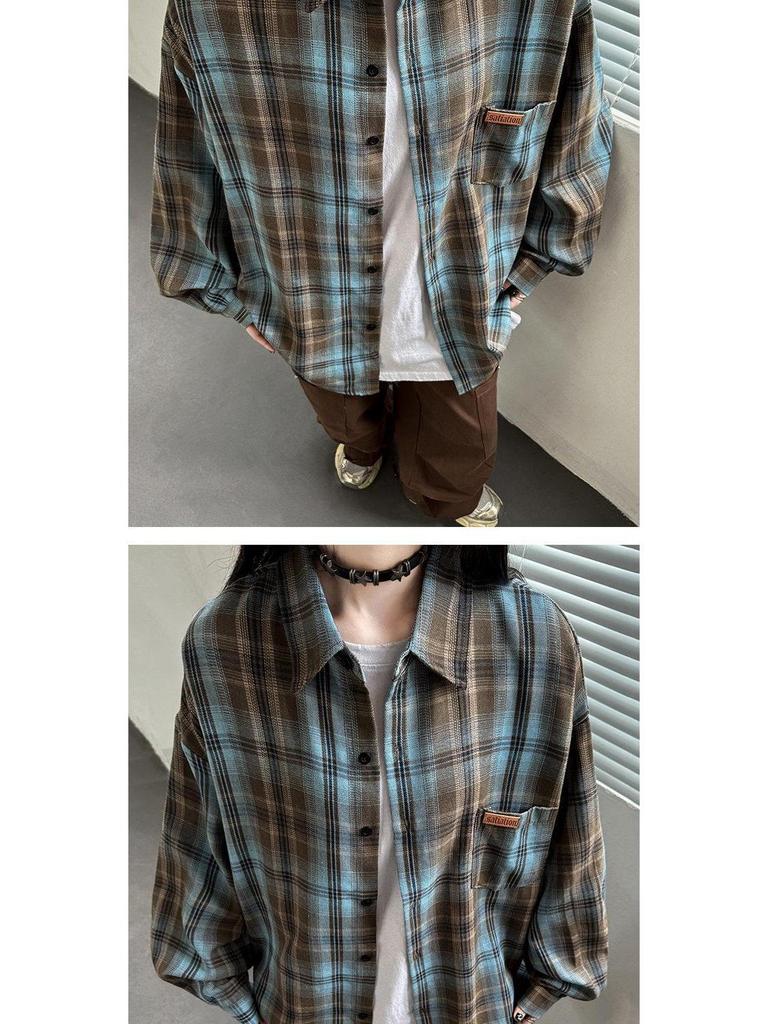 Women's Plaid Long Sleeve Shirt - Casual, Loose-Fit Top for Autumn and Spring