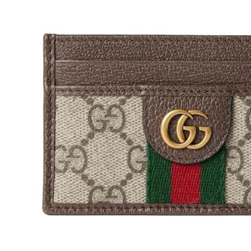 Gucci Ophidia Double G Logo Open Canvas And Leather Card Holder Small Men Card Holder Beige 834795-FAEOI-9746