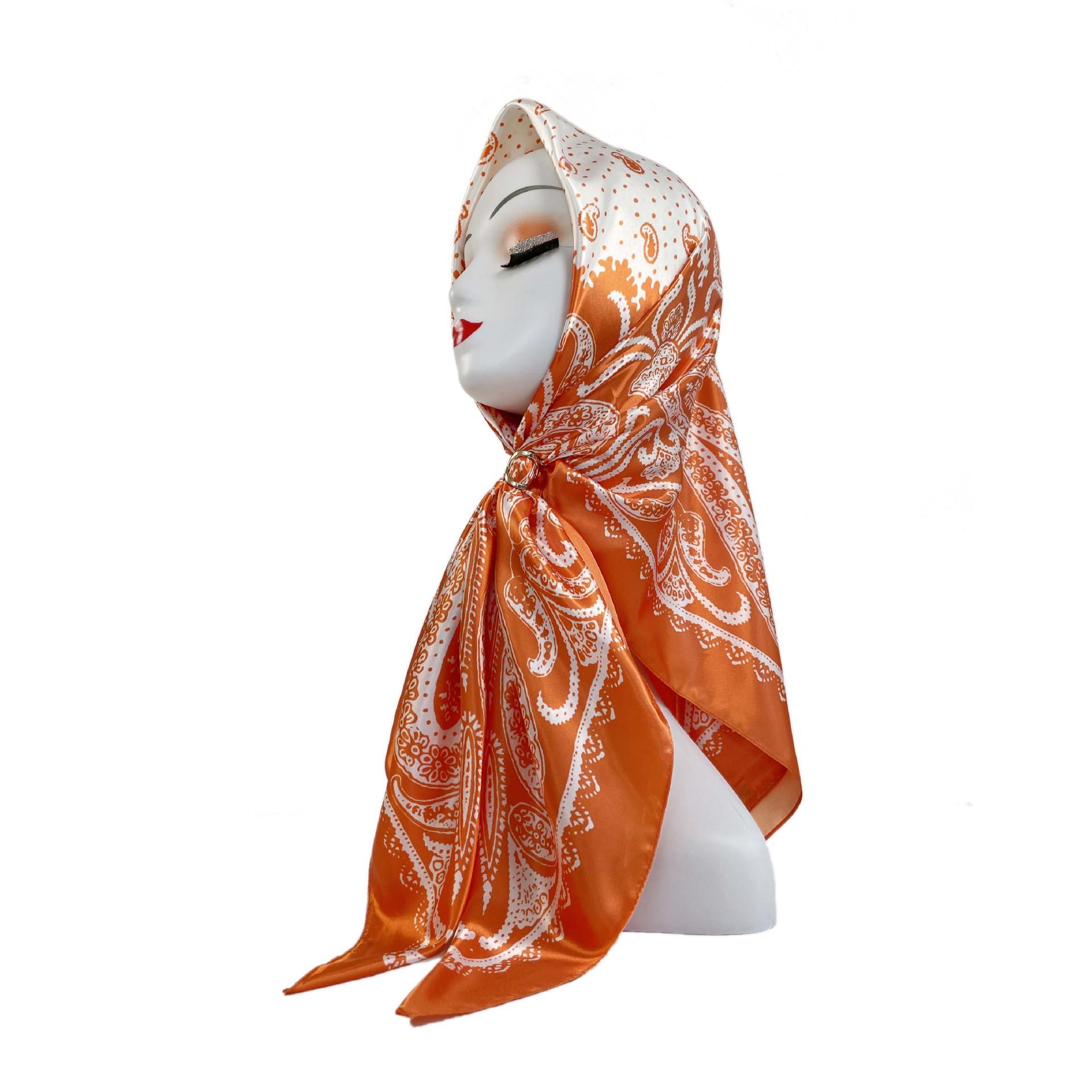 Шелковый шарф 90 см, женский большой квадратный шарф, новый тюрбан с принтом кешью, шелковый шарф, шелковый шарф, женская мода 90*90cm