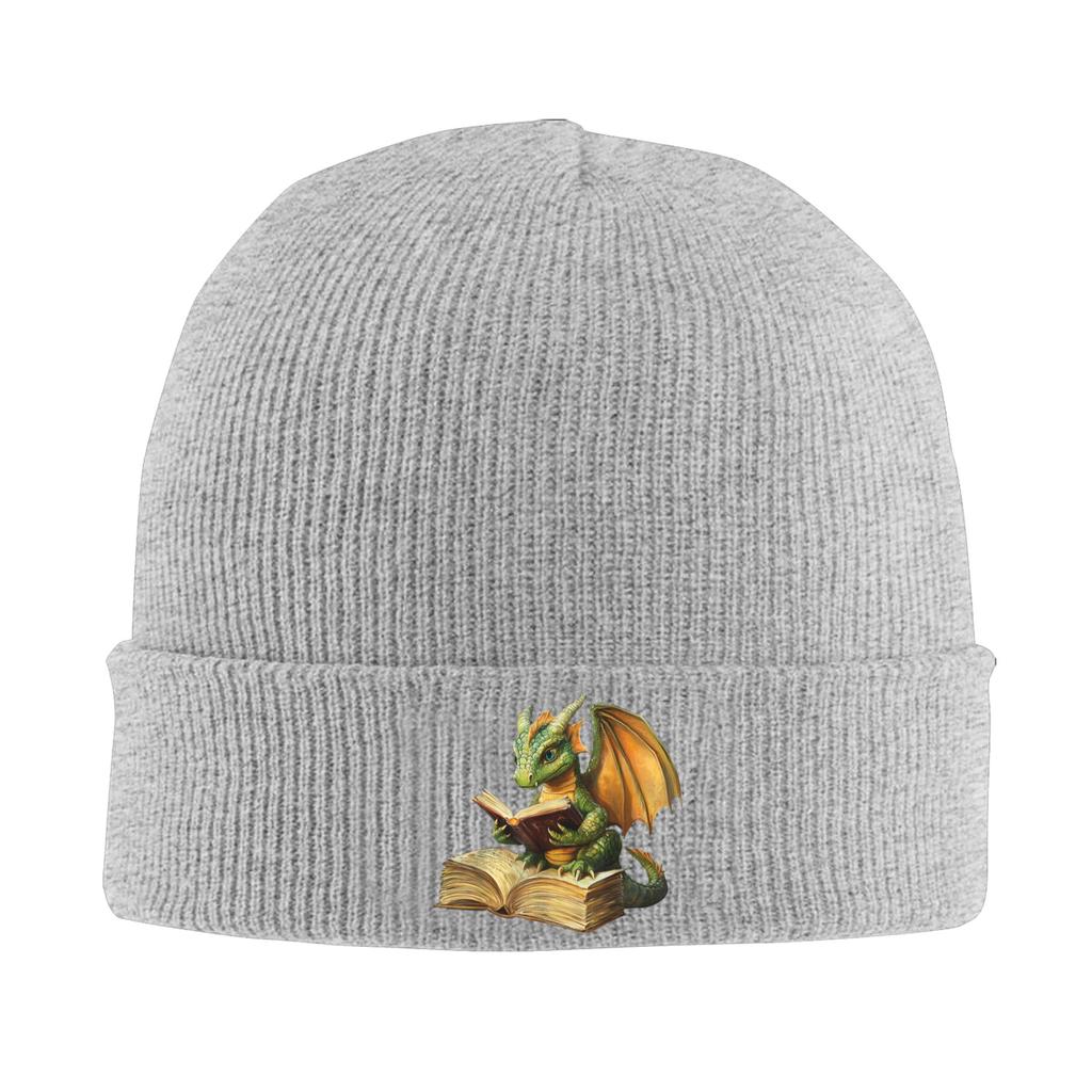Dragon Bookworm Reading Book Funny Knitted Hat Beanie Hats Kpop Warm Soft Female Male Bonnet Hats Spring Custom Hip Hop Caps