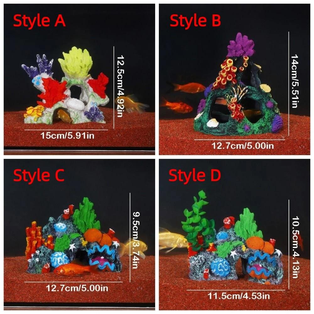 Colorful Aquarium Coral Reef Ornaments Creative Simulated Resin Rockery  Aquatic Habitat