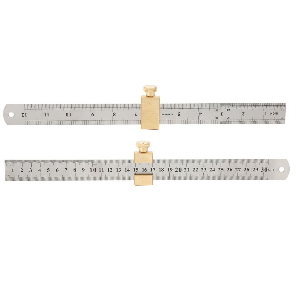 Solid Brass Steel Ruler Positioning Tool Fixed Block Angle Woodworking Line Locator Steel Ruler Stop Fence