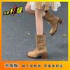 Internet Celebrity Explosion Autumn and Winter Super Fire Pile Boots Women's 2025 Flat-bottomed Short Boots Round Head Sleeve Explosion Tube Boots Ti