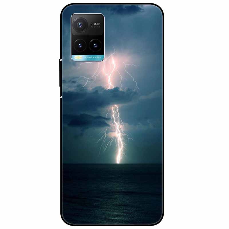 Für vivo Y33s Hülle Y 33s Silikon Weich Bemalt Katze Schwarze Hüllen für Vivo V2109 Y33S Rückseite TPU Hülle für VIVOY33s Cartoon