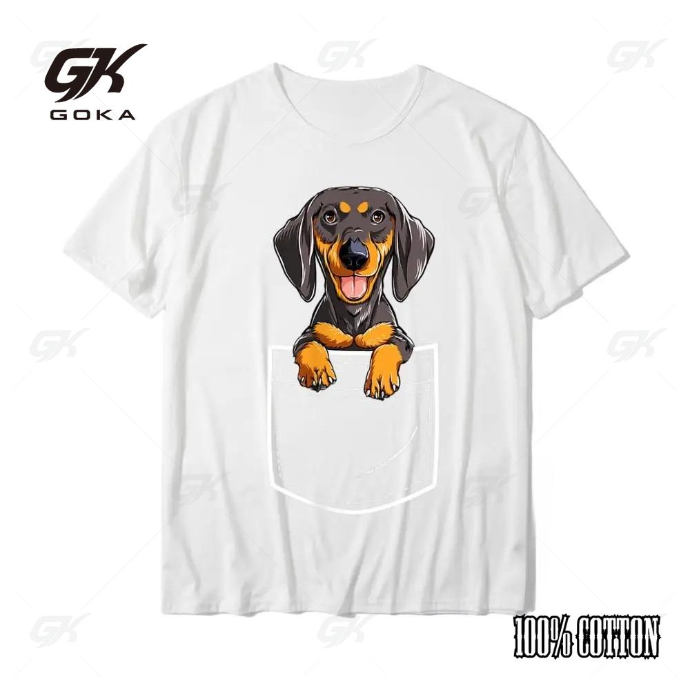 

Такса в вашем переднем кармане Футболка Собака Щенок Подарки Милые Хлопковые Облегающие Футболки для Фитнеса Новинка Мужской Топ Футболки для Вечеринки 4XL