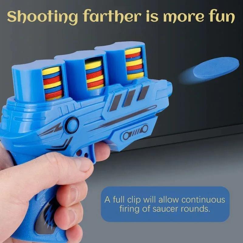 Youngsters' UFO Launcher Toy with Soft EVA Bullets - Interactive Outdoor Game for Active Play, Mixed Colors, Shooting