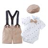 Summer Boys' Baby Gentleman Dress Printed Crawler Clothing Baby Triangle Ha Clothing