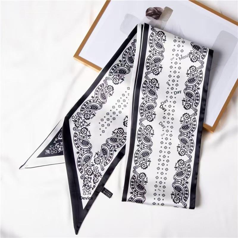 Polka Dot Narrow Scarf 100x7cm Women Ribbon Tie Headband for Bag Handle Decor and Choker Use