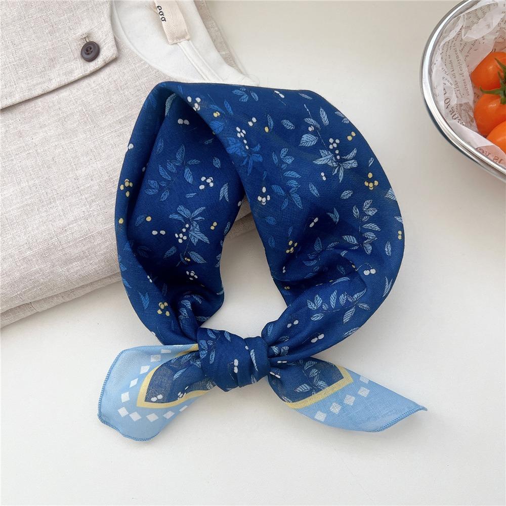 Cashew Small Square Scarf Floral Square Handkerchief Simple Printed Silk Scarf  Vacation