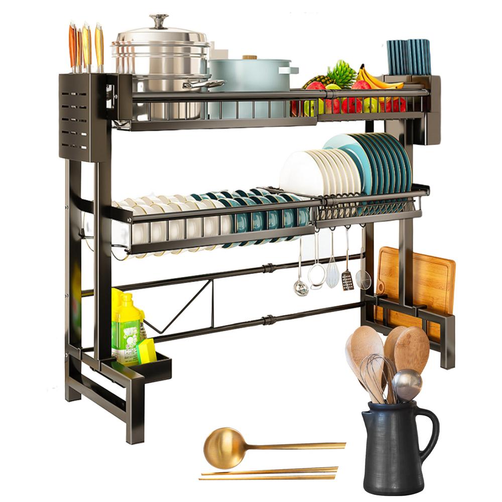 

Сушилка для посуды над раковиной, двухъярусная сушилка для посуды, органайзер для раковины, нержавеющая сталь, экономящая место, сушилка для посуды на кухне