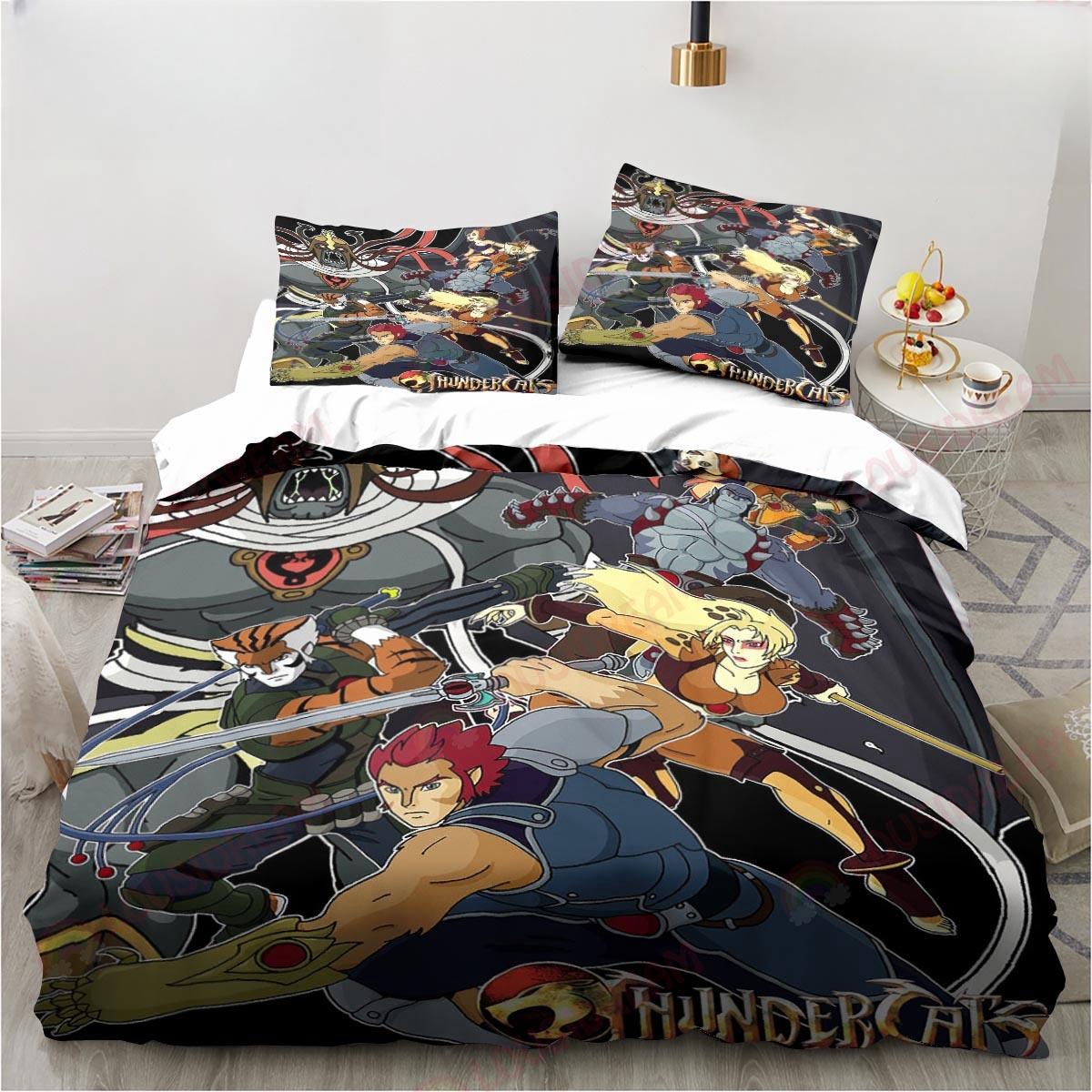 

Комплект постельного белья Cartoon Thundercats, простыня, двуспальная кровать, двуспальная кровать, детский комплект постельного белья из микрофибры или полиэстера, пододеяльник, комплект домашнего текстиля EU Twin 135x200cm