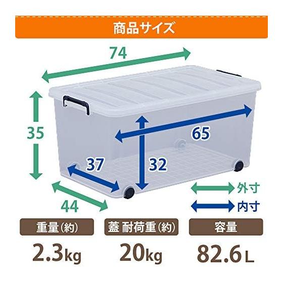 IRIS OHYAMA Storage Box, Costume Case, with Lid, Durable, Sturdy, Large, Carry, Width 44 X Depth 74 X Height 35 Cm, Navy, Clear