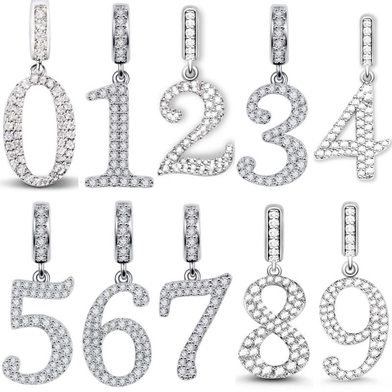 copper Plated 09 Number Dangle Charm Bead Compatible With Authentic Bracelets Necklaces Do It Yourself Women Jewellery