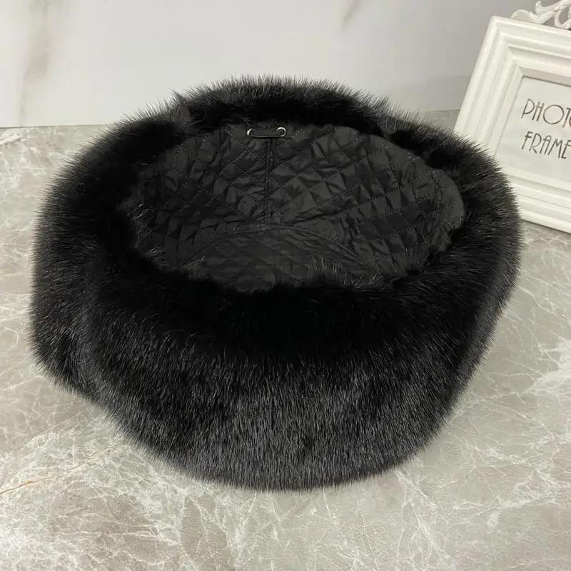 Ushanka Hat Man Luxury Winter Hat Full Pelt Real Mink Fur Bomber Cold Cap High Quality  Russian Military Style Trapper Hat