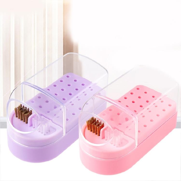 2 In 1 30 Holes  Nail Drill Bits Holder & Nail Drill Bits Cleaning Brush Case