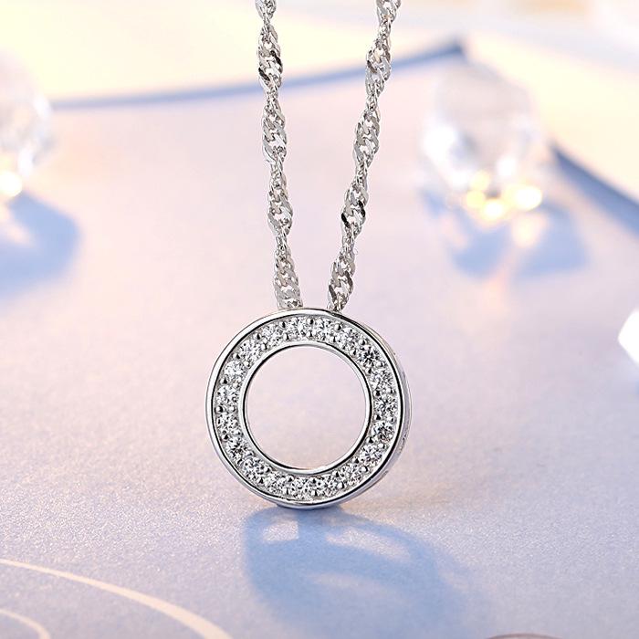 925 Sterling Silver Halo of Love Pendant Necklace, Micro-Paved Korean Fashion Jewelry