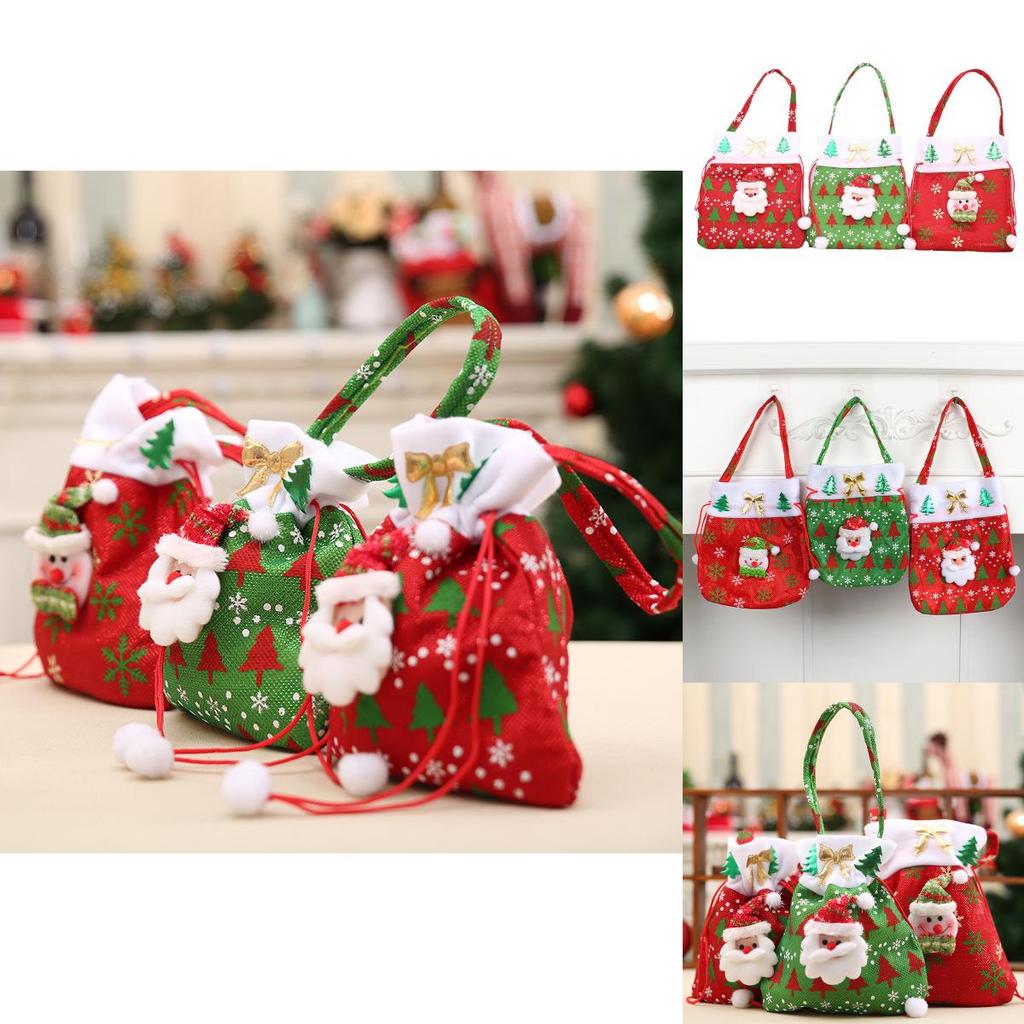 Christmas Gift Bag With Santa Claus Design For Holiday Decor And Gift Packaging