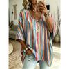 Printed Plus-Size Women's V-Neck Batwing Sleeve T-Shirt Bohemian Ethnic Print Loose Top Summer Comfortable Breathable Daily Commute Casual