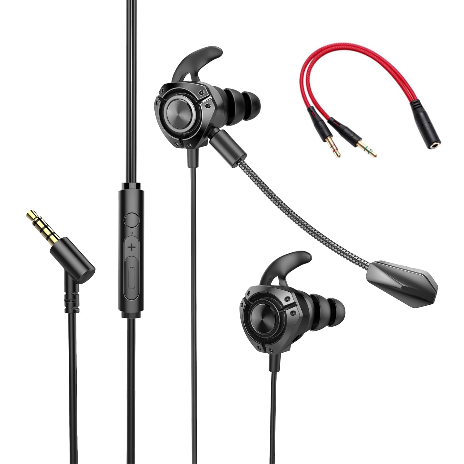 

Wired Gaming Earphones with Mic [2025 Improved Model] 3.5mm Compatible with Skype, Zoom, In-Ear Gaming Headset, Earphones with Mic, Wired, Remote