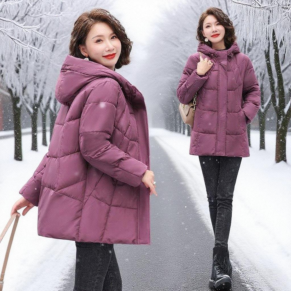 Padded Jacket Winter Down Mother Fashion Plus Size Loose Thick Hooded Padded Jacket