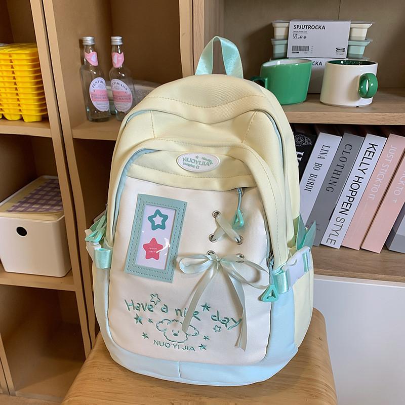 Nylon Girls School Backpack With Breathable Straps For Middle School Students