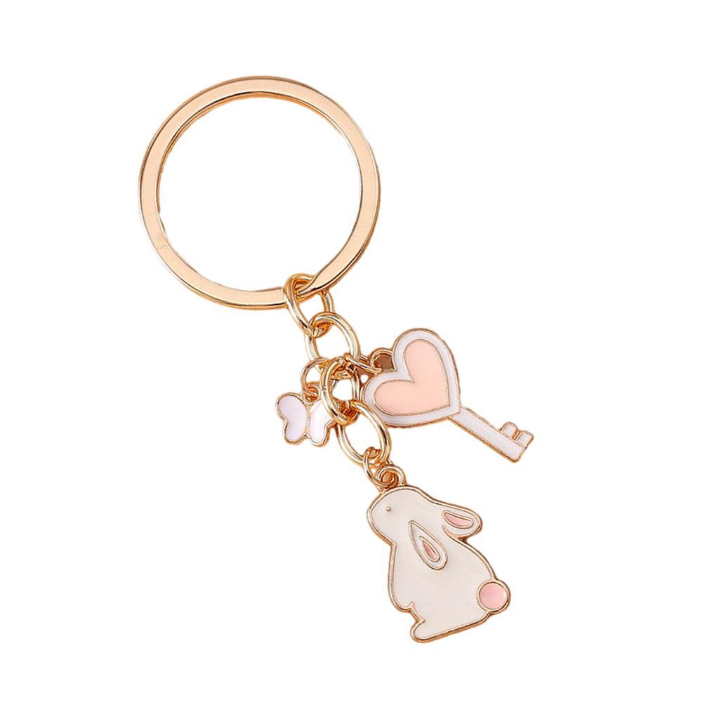 Creative Cartoon Heart Rabbit Keychain Featuring Crown Rabbit Design Durable Alloy Pendant for Young Women and Students