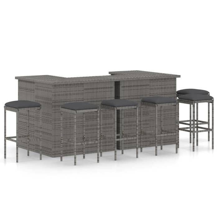 VidaXL Meuble de Bar de Jardin 8 pcs avec Coussins Salon de Jardin Table et Tabourets de Bistrot Patio Terrasse Extérieur 3064927