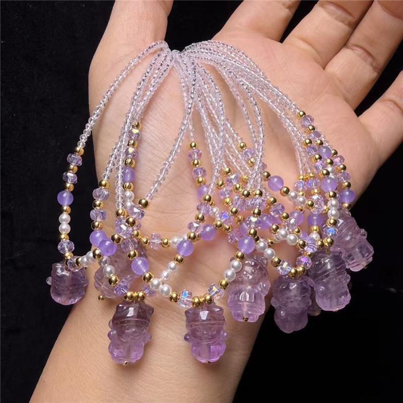Natürliches Amethyst Liebes-Schlüsselbein-Kettchen, Modisches Leichter Luxus Halskette, Vielseitiges Neun Lila Feuer Amethyst Engel Baby