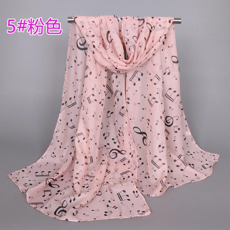 Chiffon women's sunscreen silk scarf, new music symbol women's fashion long scarf, elegant