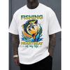 European Size Fishing Heartbeat Life Tee Men Round Neck T-shirt White Summer 2026 Comfortable Loose T-shirt Comfortable Loose and Fashionable T-shirt