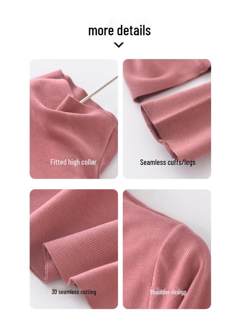 Damski Termiczny Aksamitny Sweter z Golfem i Maską - Odprowadzająca Wilgoć Jesienna Warstwa Bazowa