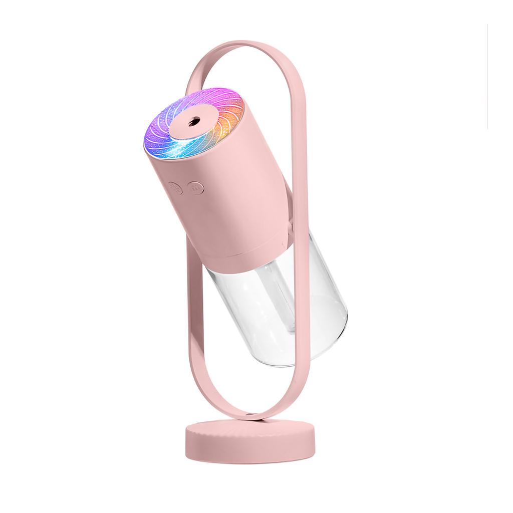 Wireless Humidifier 360 Degree Rotary Fine Mist Low Noise USB Charging with Projector Light for Home Car Office Pink