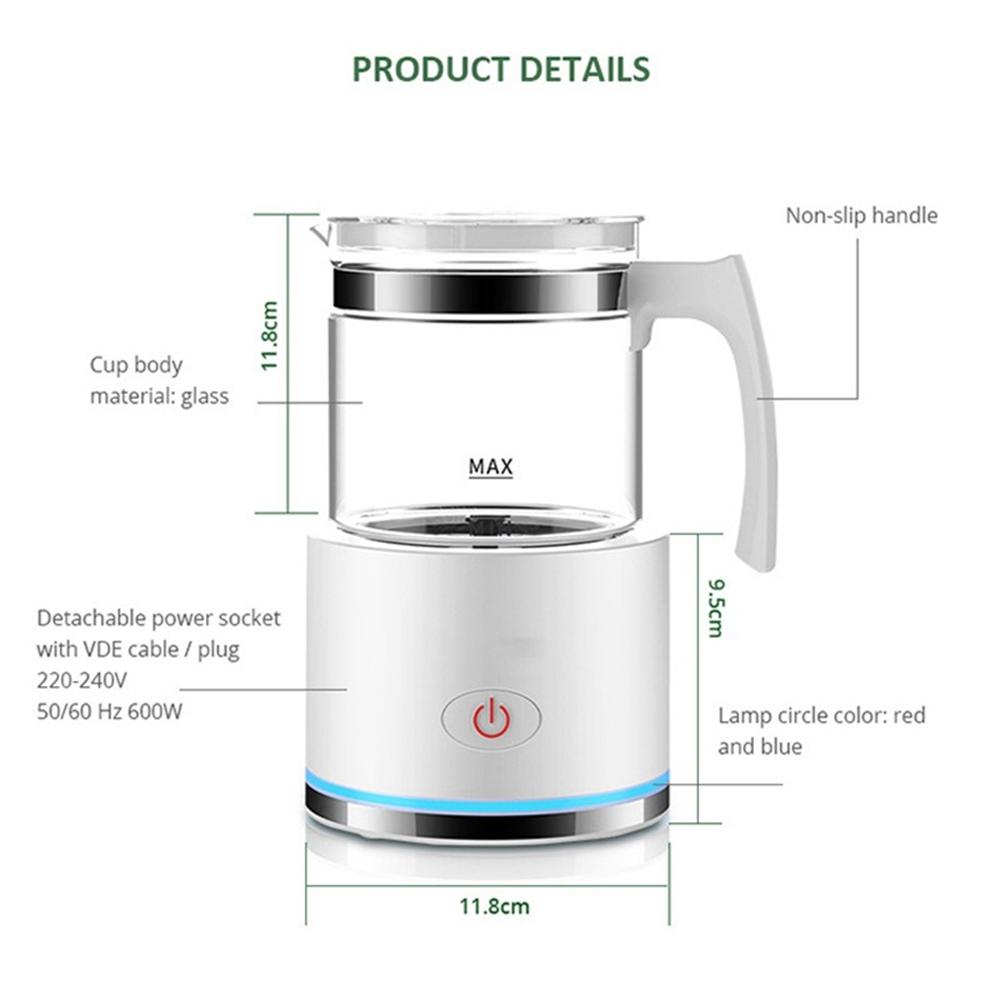 Milk Frother,Electric Warmer with Hot or Cold Functionality for Cappuccino Latte Macchiato Hot Chocolate EU Plug White