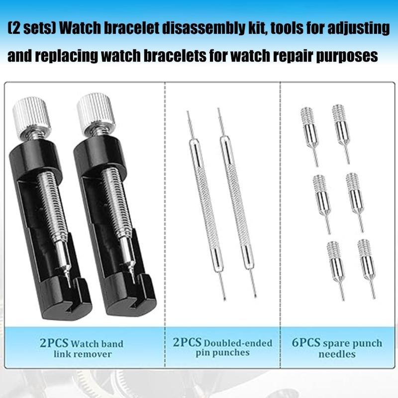 Watch Repair Tool Set Watch Link Band Slit Strap Bracelet Chain Pin Removers Adjuster Tool Kit for Professional Watch