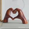 Imitation Wood Grain Love Gesture Sculpture Resin Craft Ornament for Home, Bedroom, Living Room and Entryway Desktop Decoration