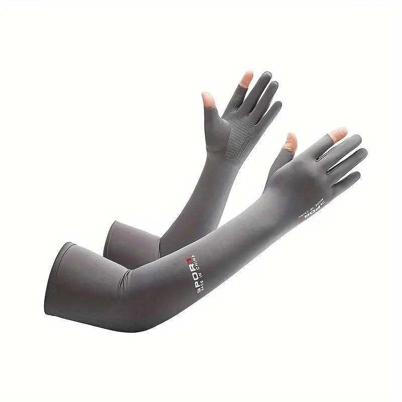 1Pair UV Protection Arm Sleeves 2-Finger Extended Arm Covers for Cycling Running Fishing Climbing Breathable Anti-Slip Arm Cover