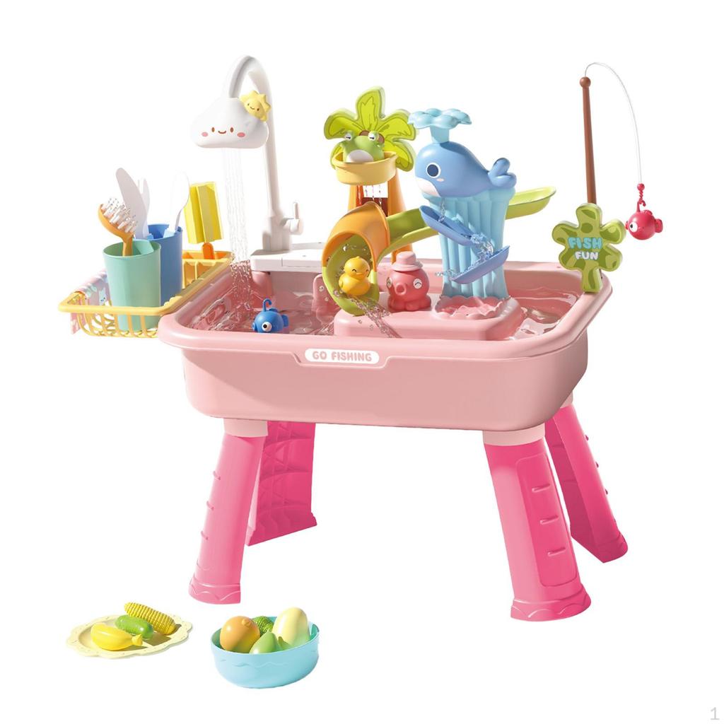 Playset Cooking Pretend Dishwashing Electric Water Circulation Fishing Game Sensory Play Toy