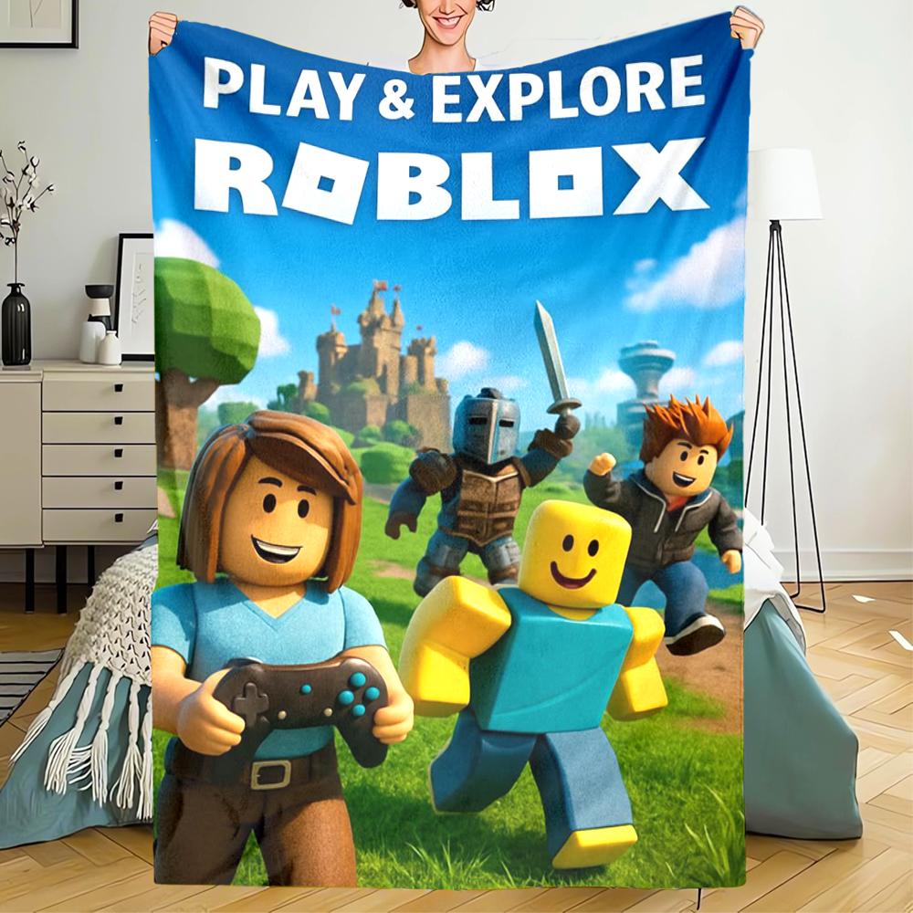 Roblox Theme Printed Blanket - Perfect for Couch, Bed, Travel & Outdoor Use | Machine Washable, Cozy & Durable.