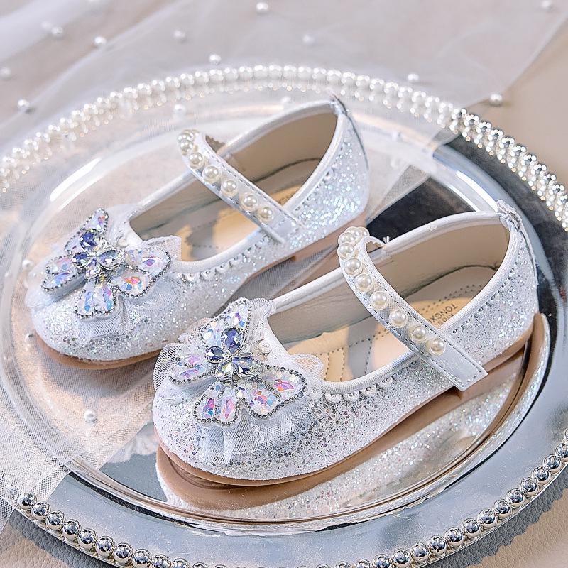 Herbst 2025 Koreanischer Stil Glänzende Prinzessinnen-Mädchenschuhe mit geschlossenem Zeh und weicher Sohle für Bühnenauftritte