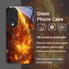 Aesthetic Phoenix Fire Feather Pattern Tempered Glass Phone Case for Huawei Nova 13 Pro 12 11 SE 10 P60 P40 Mate 40 50 60 Cover