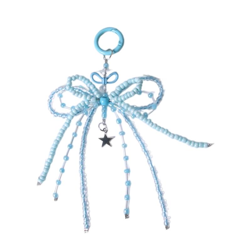 Multifunctional Beaded Keychain Stylish Bag Charm Beaded Bowknot Bag Pendant Stylish Key Adornment Beaded Keychain
