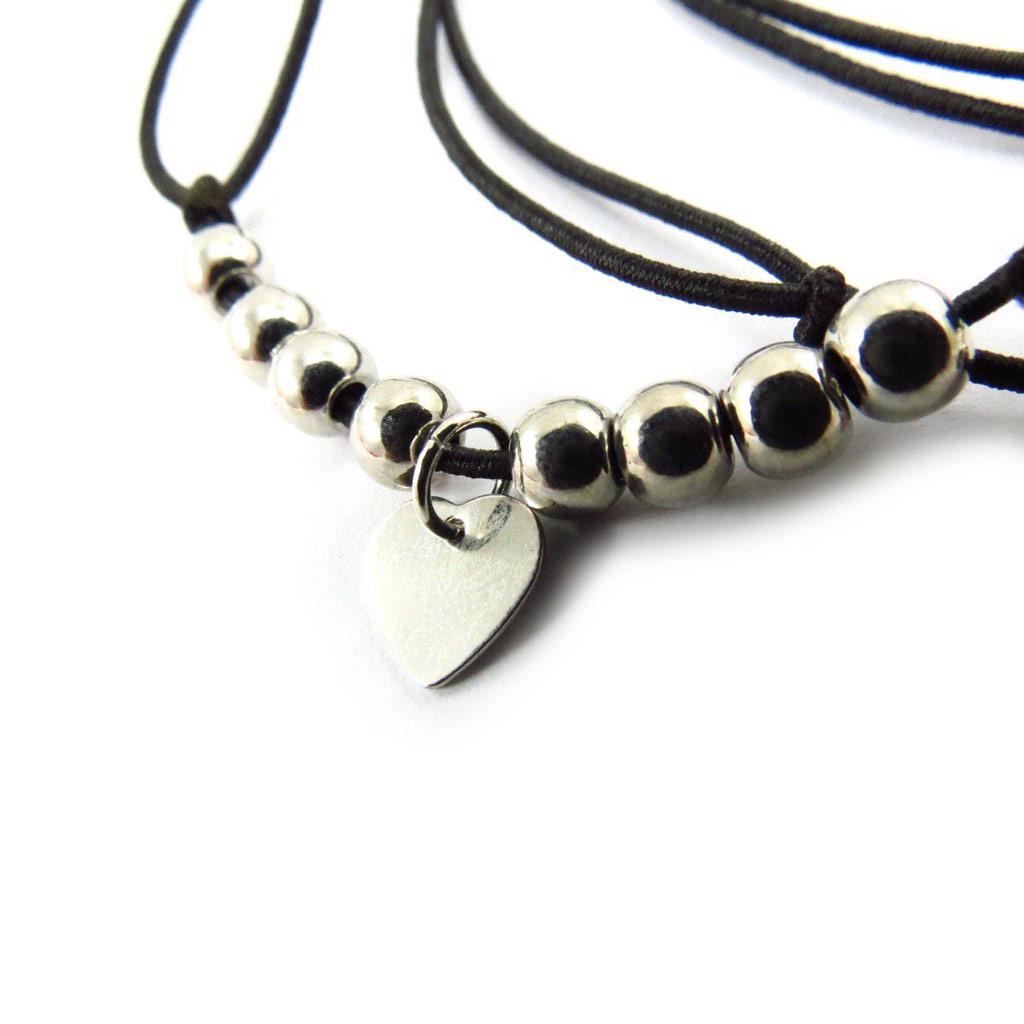 Les Trésors De Lily [J7003] - Black 'Peace and Love' Designer Bracelet