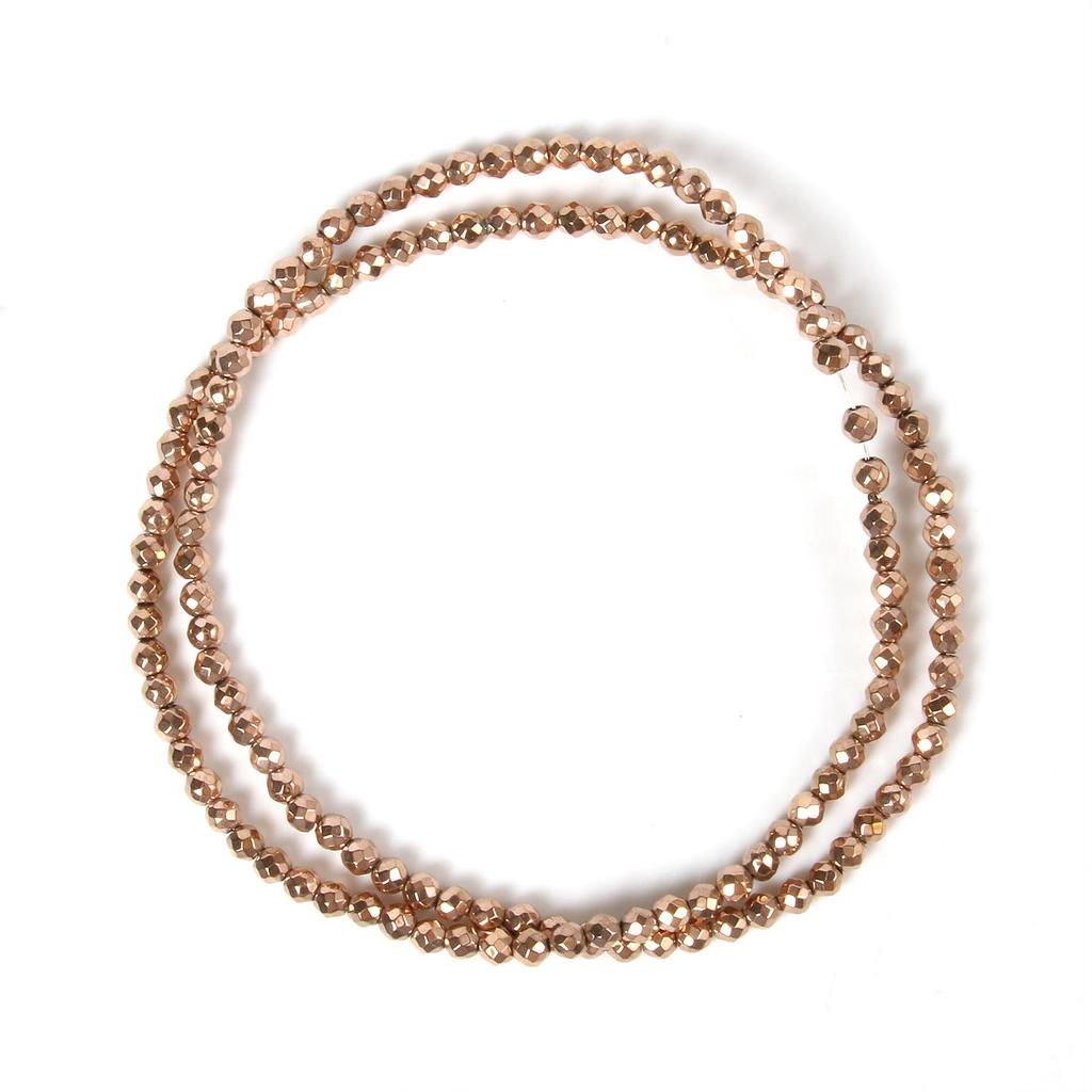 Handgefertigte Bastelfarbe, rosévergoldete Hämatitperlen, natürliche Rondelle-Perlen für Schmuckherstellung, DIY-Charms, Armband-Zubehör, 38,1 cm