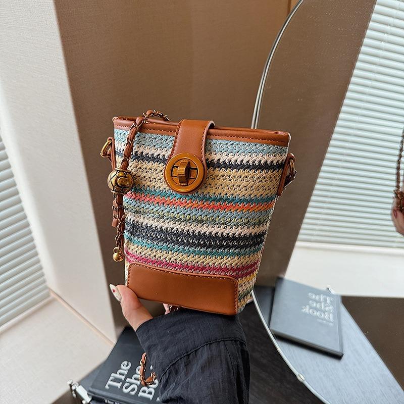Bohemian woven straw bag women's summer new messenger bucket bag seaside vacation beach bag