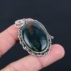 925 Sterling Silver Oval Natural Bloodstone Bezel Trendy Boho Pendant Jewelry