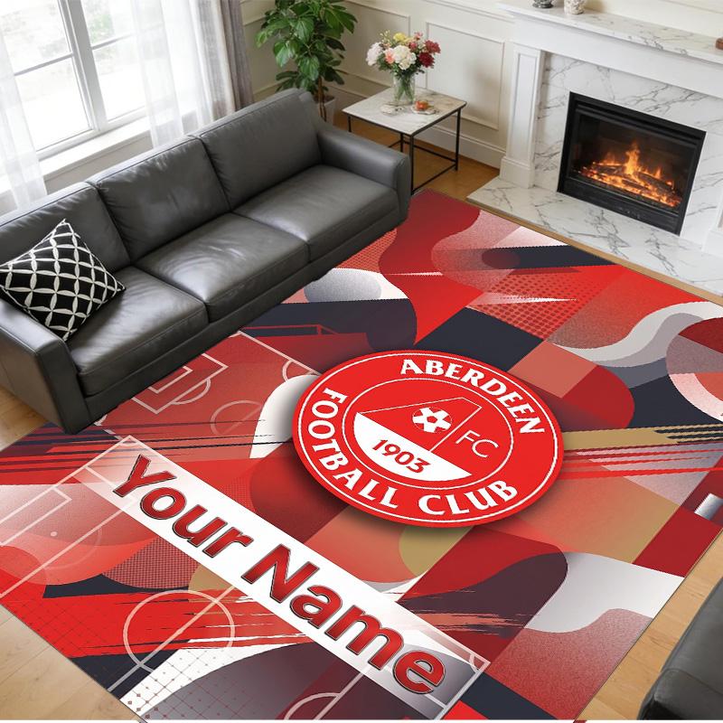 Crystal Velvet Rug Custom Name Text, Soft Non Slip Floor Mat Home DecorAberdeen FC