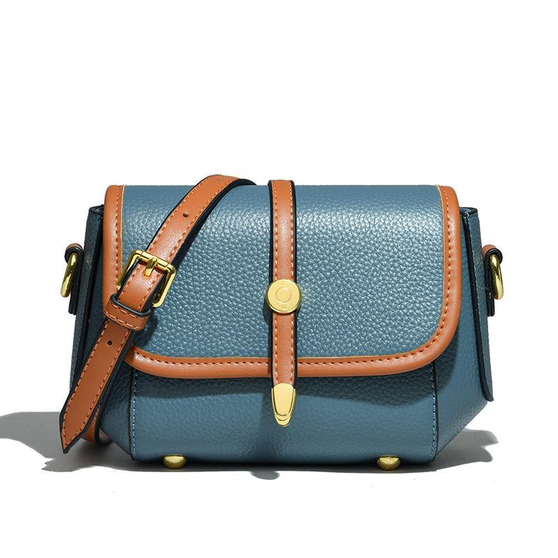Leather High-End Women'S Bag Trendy Fashion Shoulder Messenger Bag First Layer Cowhide Small Square Bag