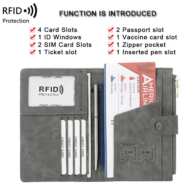Mode PU Leder Reißverschluss Geldbörsen RFID Kreditkartenhalter Große Kapazität Vintage Minimalismus Damen Geldbörsen Lässige Geldbörse