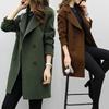Cappotto di lana doppiopetto alla moda da donna di media lunghezza per l'autunno