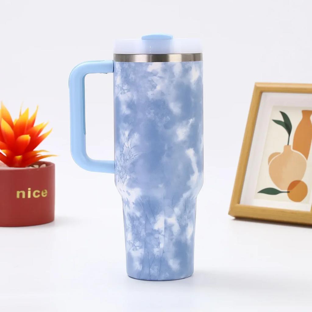 Good Quality 304 Stainless Steel High-value 40oz Bingba Cup Outdoor Portable with Handle Straw Thermos Cup